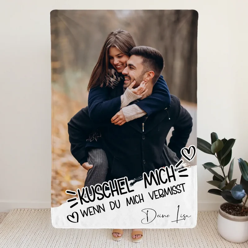 Personalisierte Decke - Kuschel mich, wenn du mich/uns vermisst - Paar Decke