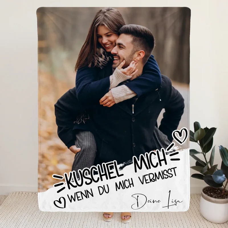 Personalisierte Decke - Kuschel mich, wenn du mich/uns vermisst - Paar Decke