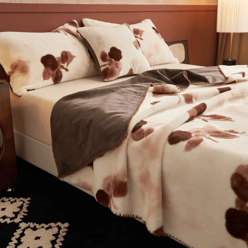 Vintage Beige Rose Plüschdecke
