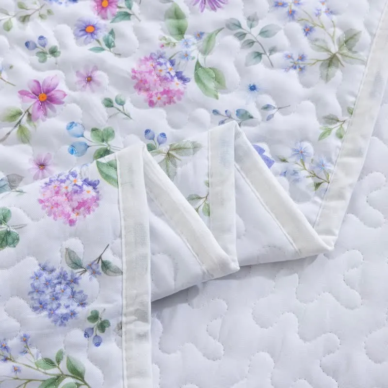 Aquarell-Wildblumen-Baumwoll-Quilt-Set