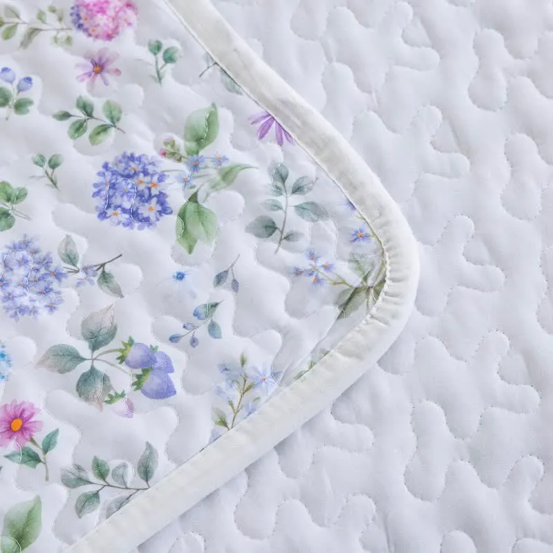 Aquarell-Wildblumen-Baumwoll-Quilt-Set