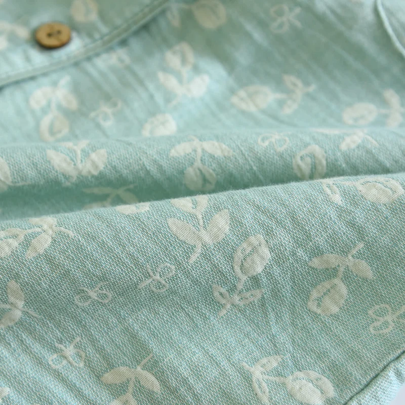 Pyjama-Set aus Baumwollgaze mit Blättermuster