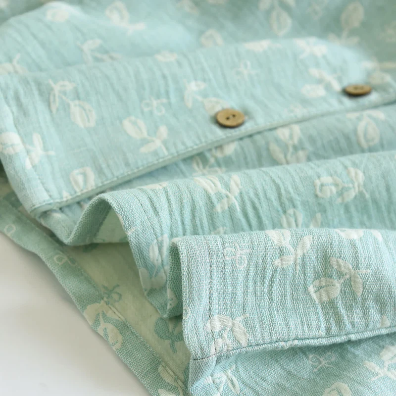 Pyjama-Set aus Baumwollgaze mit Blättermuster