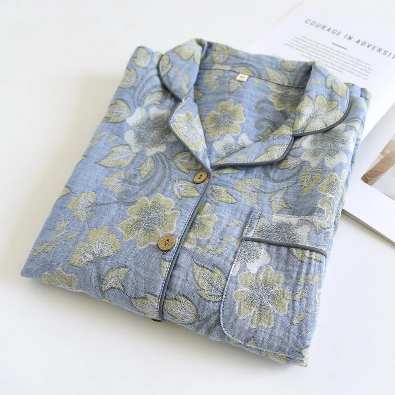 Luftiges Loungewear-Set aus Baumwollgaze mit Blumenmuster