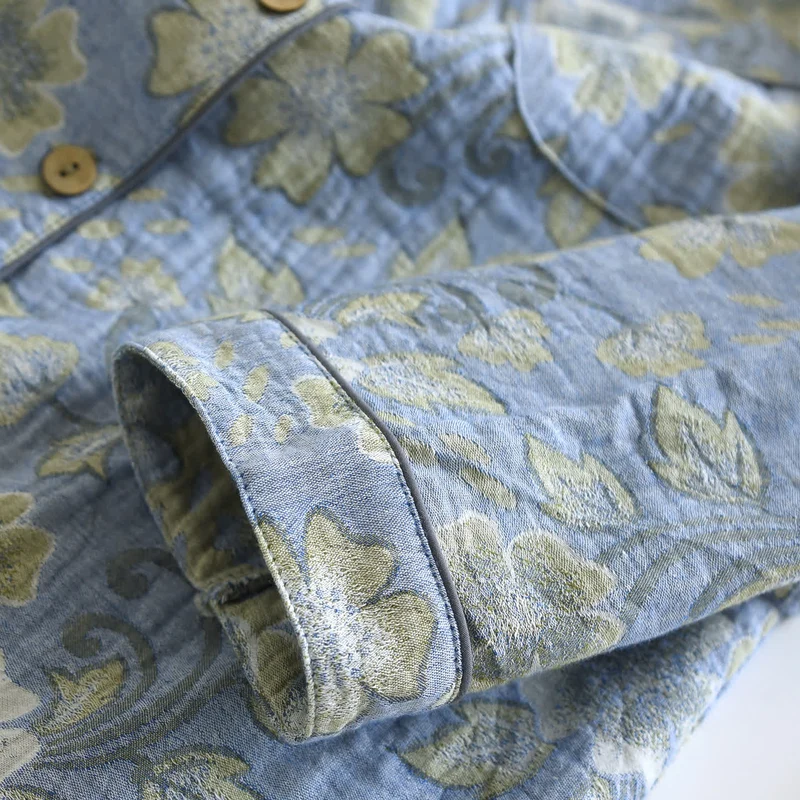 Luftiges Loungewear-Set aus Baumwollgaze mit Blumenmuster