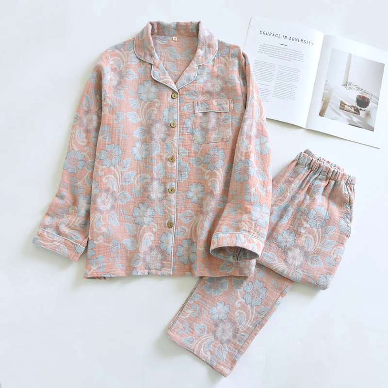 Luftiges Loungewear-Set aus Baumwollgaze mit Blumenmuster