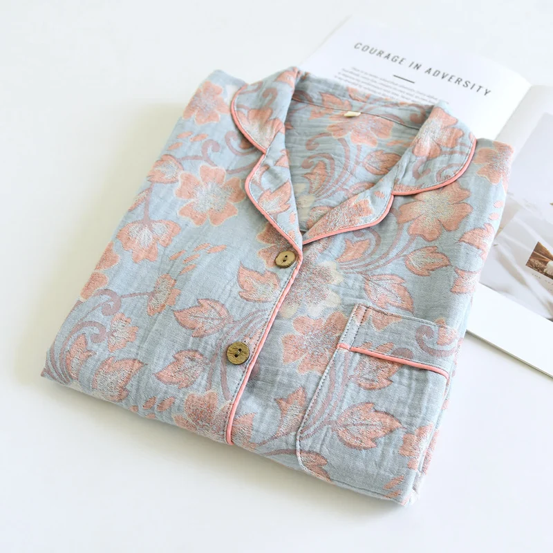 Luftiges Loungewear-Set aus Baumwollgaze mit Blumenmuster