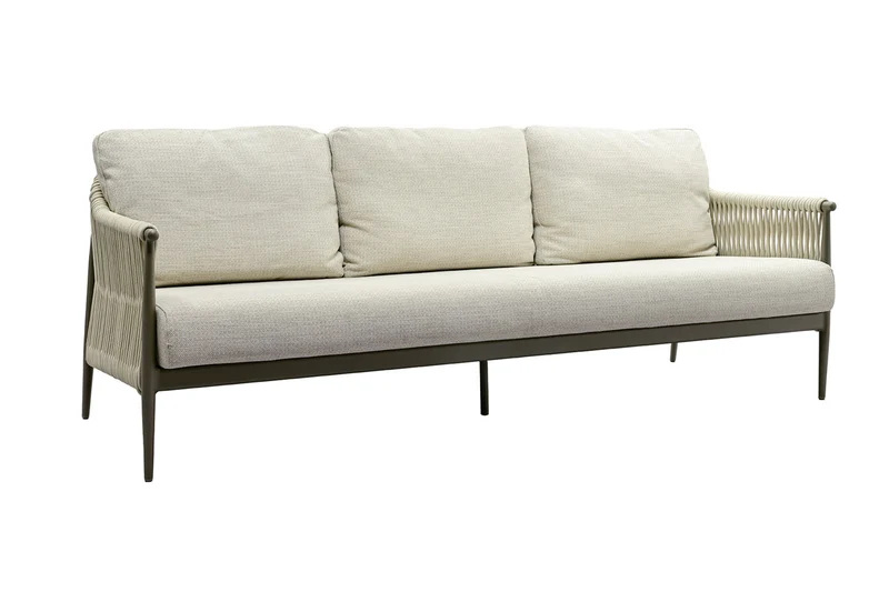 Zeo Living 3-Sitzer Sofa "Tango" taupe/natur