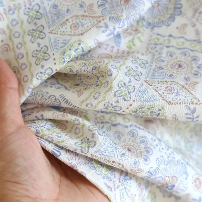 Kimono-Bademantel aus Baumwolle mit ethnischem Vintage-Blumenmuster