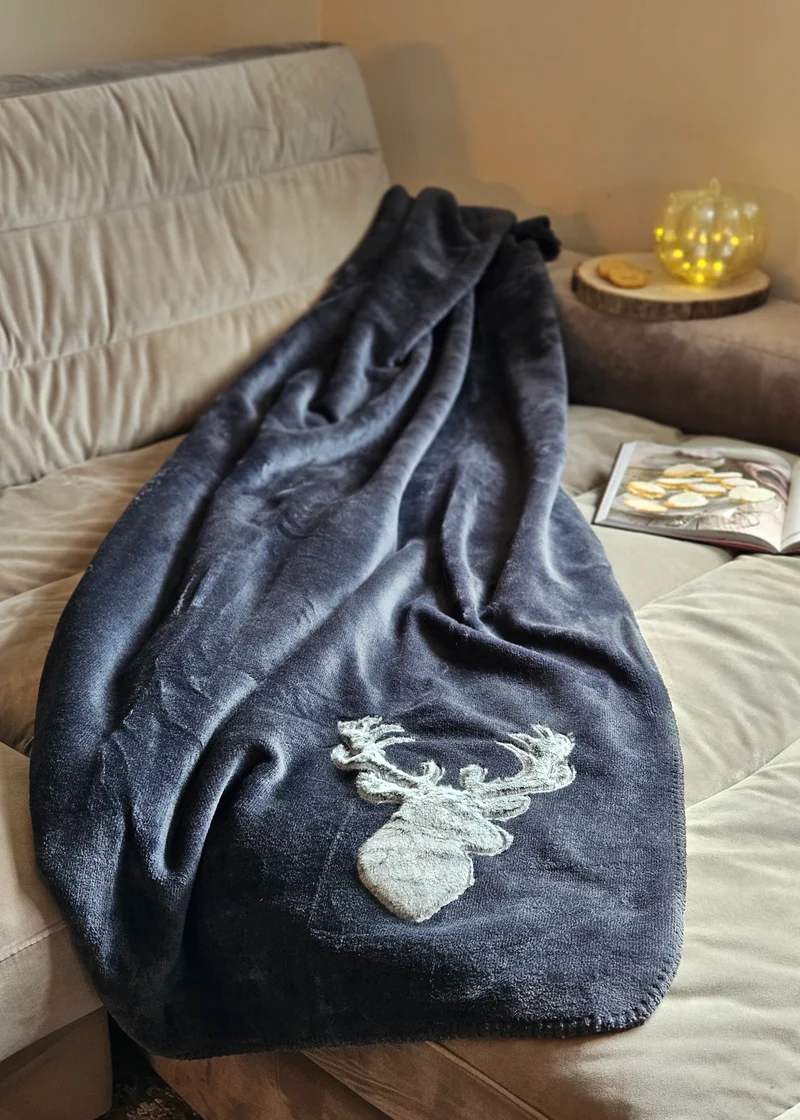 Decke Kuscheldecke Tagesdecke Wohndecke Hirsch Winter 150x200 kuschelig weich