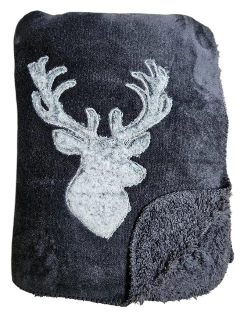 Decke Kuscheldecke Tagesdecke Wohndecke Hirsch Winter 150x200 kuschelig weich