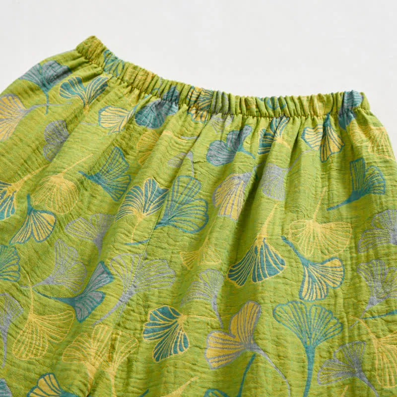 Naturinspiriertes Loungewear-Set aus Baumwolle mit Ginkgoblattmuster
