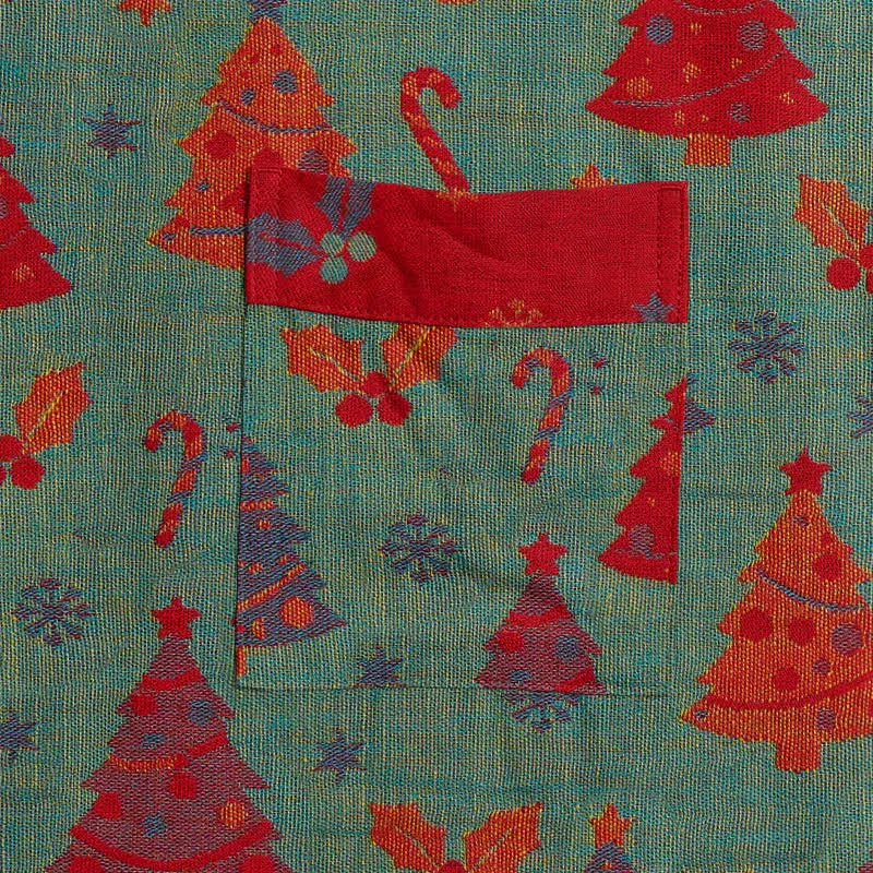 Kimono-Bademantel aus Baumwollgaze mit Weihnachtsbaummotiv