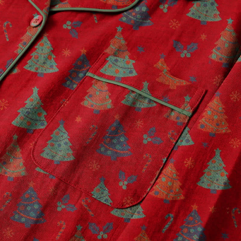 Weihnachtsbaum-Loungewear-Set aus Baumwollgaze