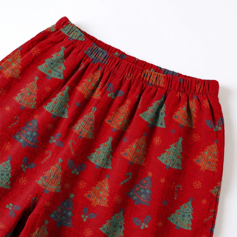 Weihnachtsbaum-Loungewear-Set aus Baumwollgaze