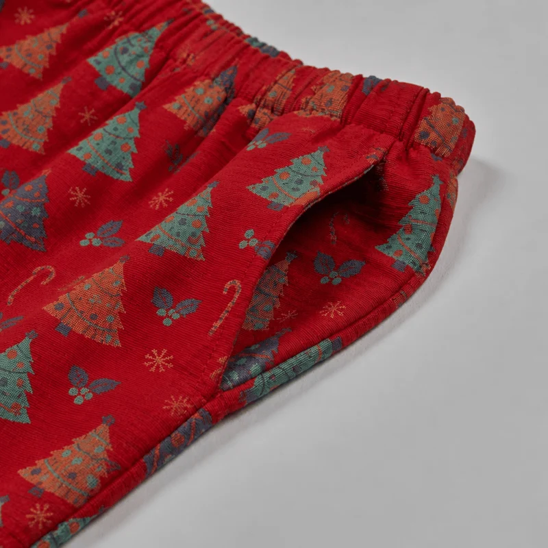 Weihnachtsbaum-Loungewear-Set aus Baumwollgaze