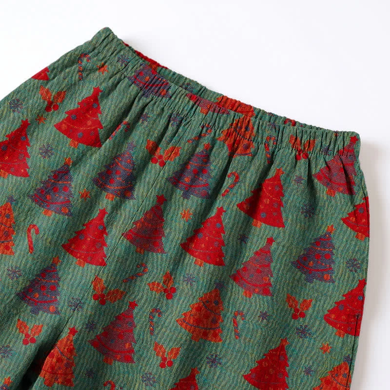 Weihnachtsbaum-Loungewear-Set aus Baumwollgaze