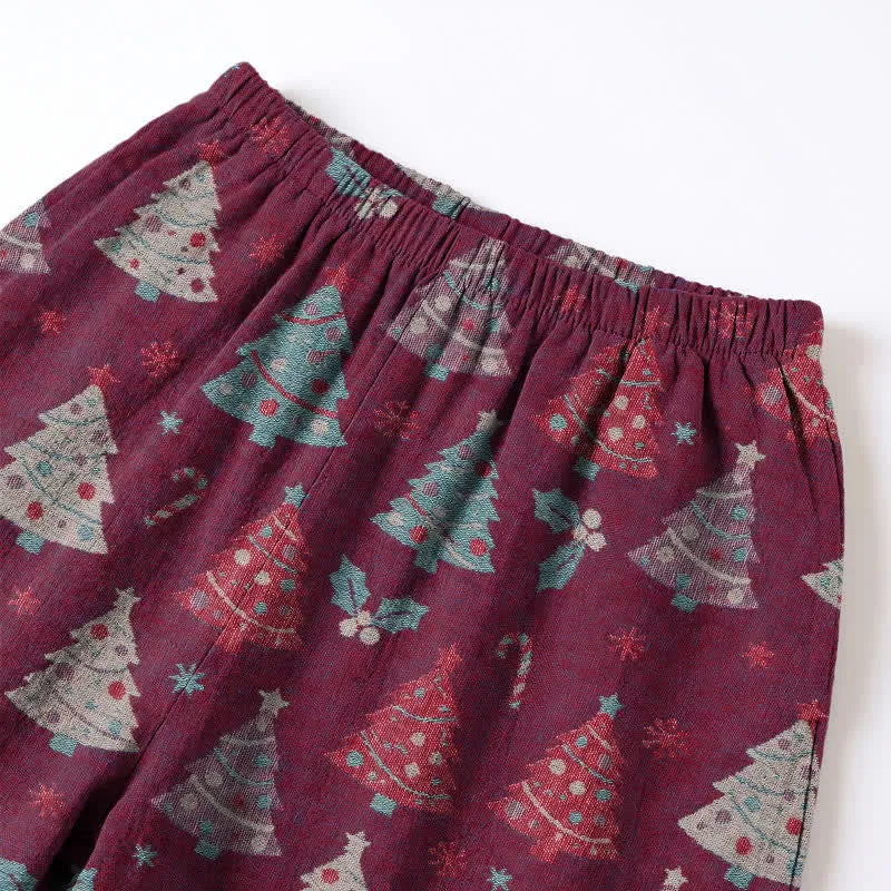 Weihnachtsbaum-Loungewear-Set aus Baumwollgaze