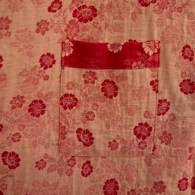 Retro-Kimono aus Baumwollgaze mit Blumenmuster