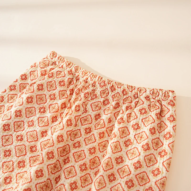 Loungewear-Set aus Baumwolle mit geometrischem Rüschenbesatz