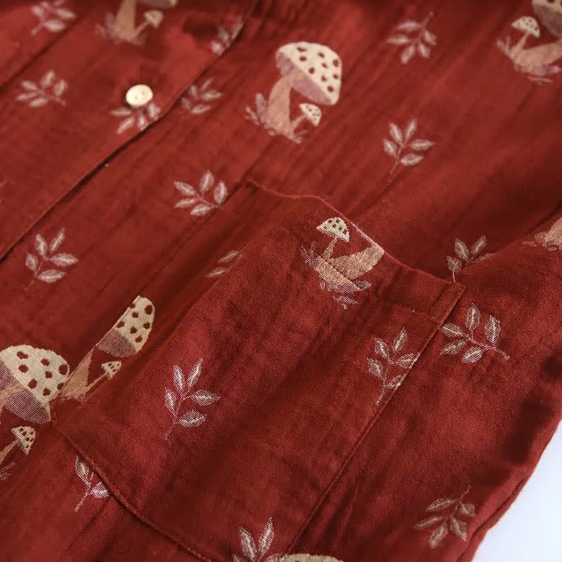 Vintage Loungewear-Set aus Baumwolle mit Pilzmuster