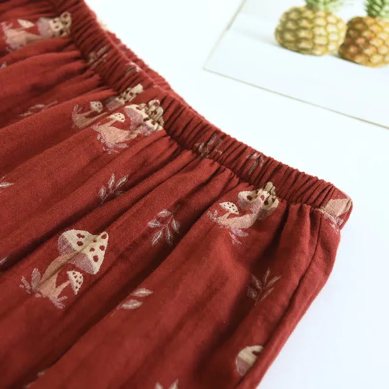 Vintage Loungewear-Set aus Baumwolle mit Pilzmuster