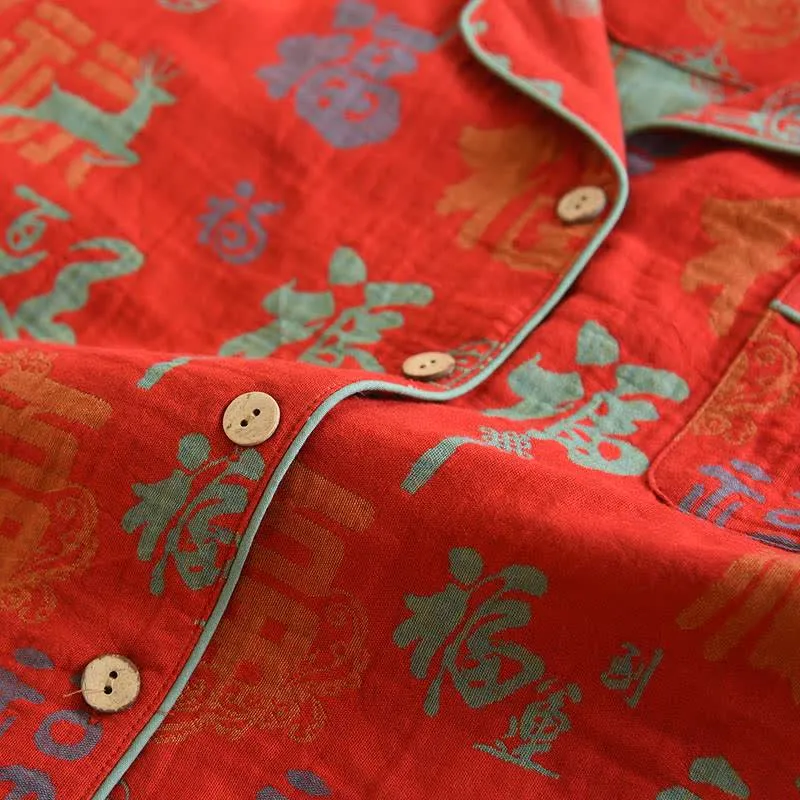Glücklich Fu Pyjama-Set aus garngefärbter Baumwolle
