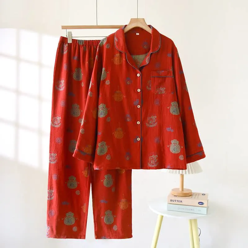 Loungewear-Set aus rotem Baumwoll-Glücksbeutel