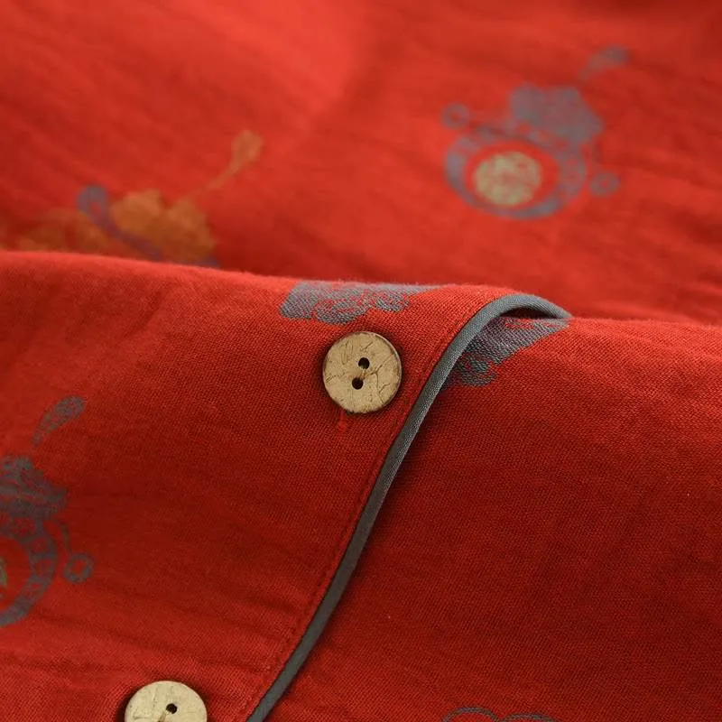 Loungewear-Set aus rotem Baumwoll-Glücksbeutel