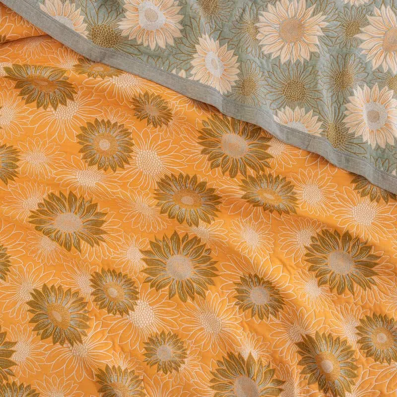 Retro-Sonnenblumen-Baumwollgaze-Decke