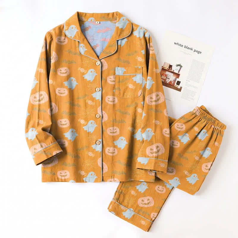 Niedliches Loungewear-Set aus Baumwolle mit Geister- und Kürbismotiven
