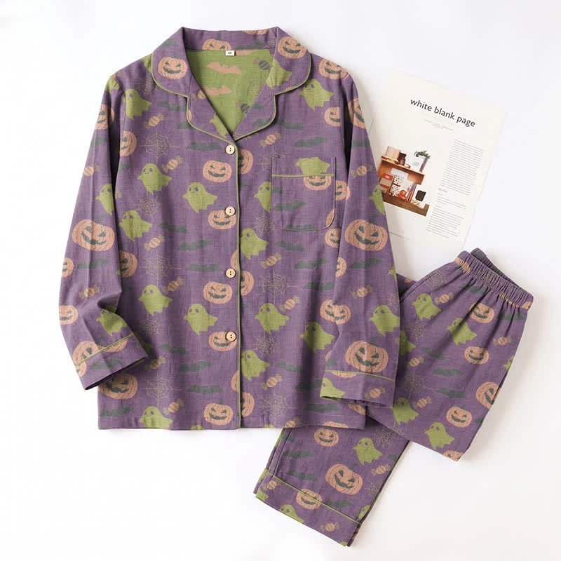 Niedliches Loungewear-Set aus Baumwolle mit Geister- und Kürbismotiven