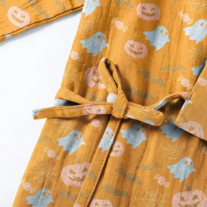 Halloween-Geister-Kürbis-Baumwollkimono-Pyjama-Set