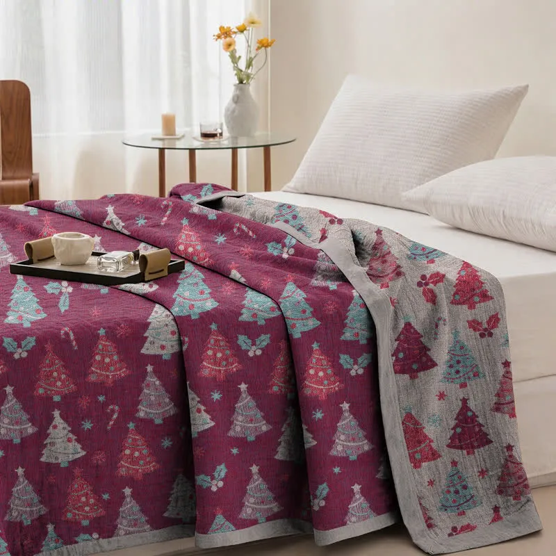 Festliche Weihnachtsbaum-Baumwollgaze-Decke