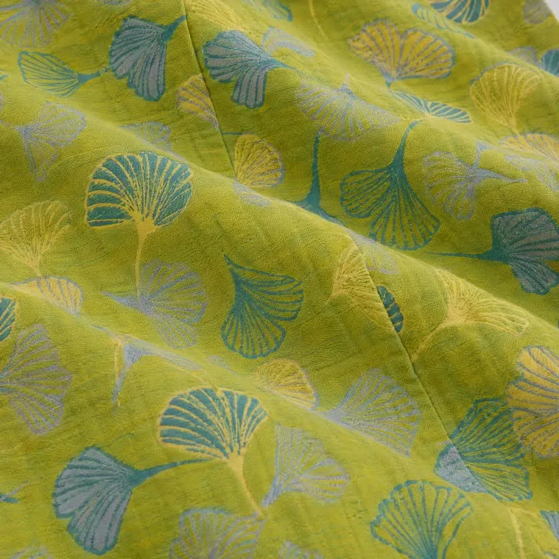 Baumwoll-Pyjamahose mit grünem Ginkgoblatt
