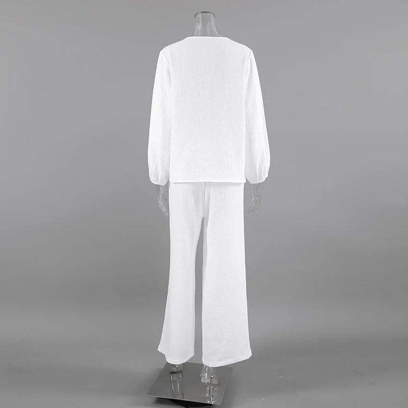 Lässiges Lounge-Set aus Baumwolle mit Schleife vorne