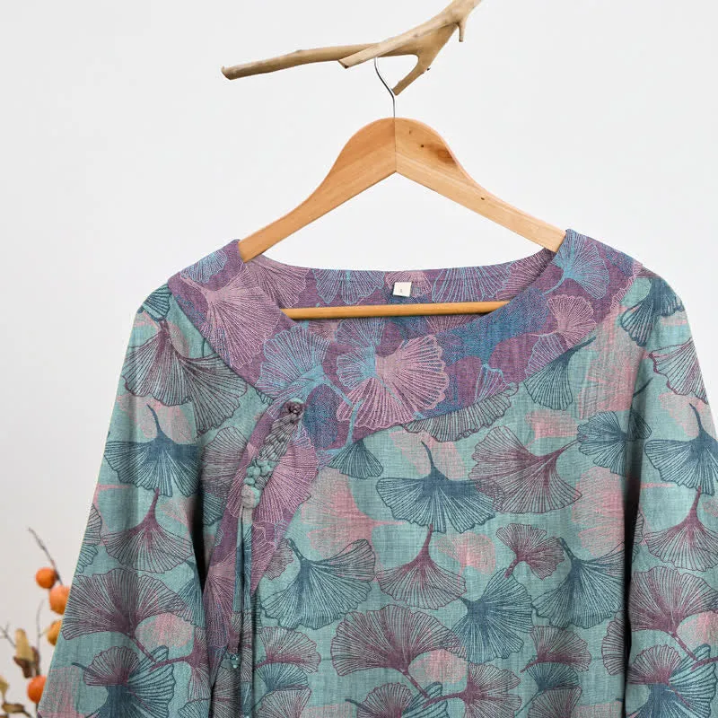 Pyjama-Set im chinesischen Stil mit Ginkgoblatt