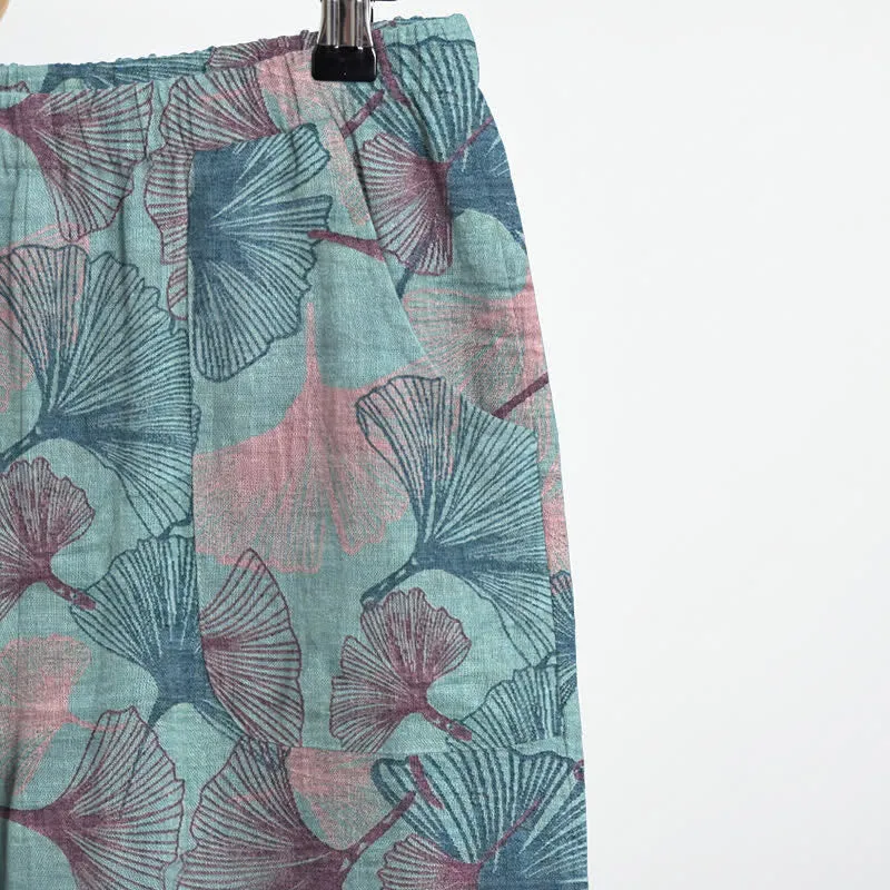 Pyjama-Set im chinesischen Stil mit Ginkgoblatt