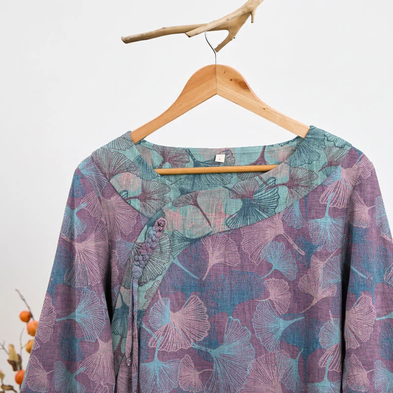 Pyjama-Set im chinesischen Stil mit Ginkgoblatt