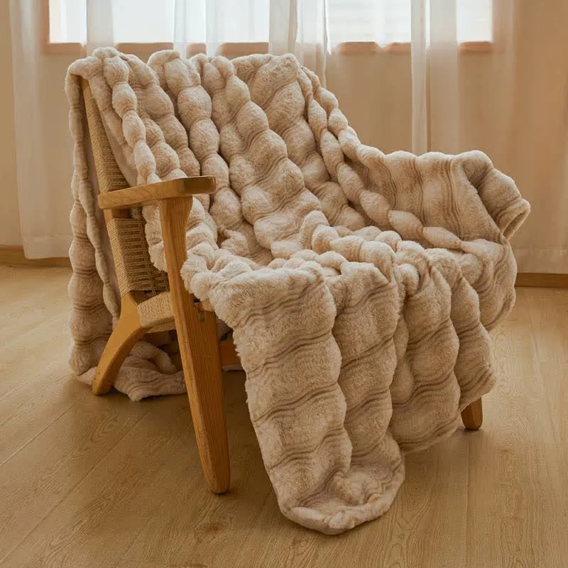 Weiche, flauschige Plüschdecke mit Wellenmuster