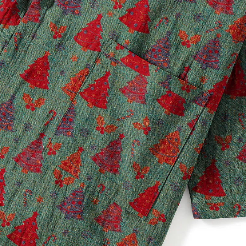 Weihnachtsbaum-Baumwollkimono-Loungewear-Set