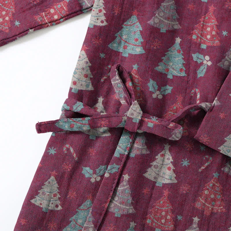 Weihnachtsbaum-Baumwollkimono-Loungewear-Set