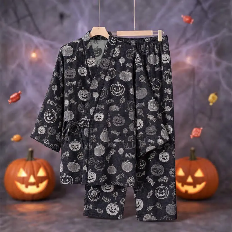 Kürbisbonbon-Baumwollkimono-Pyjama-Set