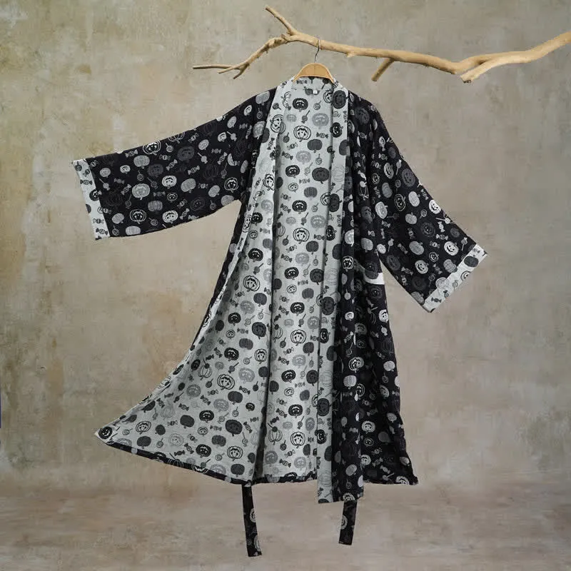 Halloween-Kürbis-Süßigkeiten-Baumwollkimono-Bademantel