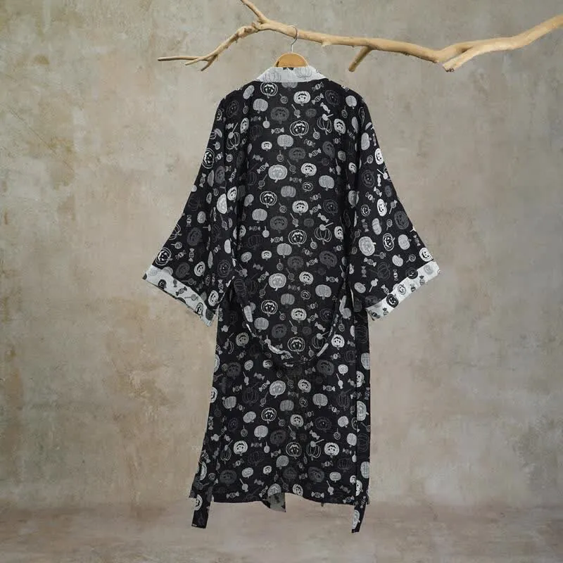 Halloween-Kürbis-Süßigkeiten-Baumwollkimono-Bademantel