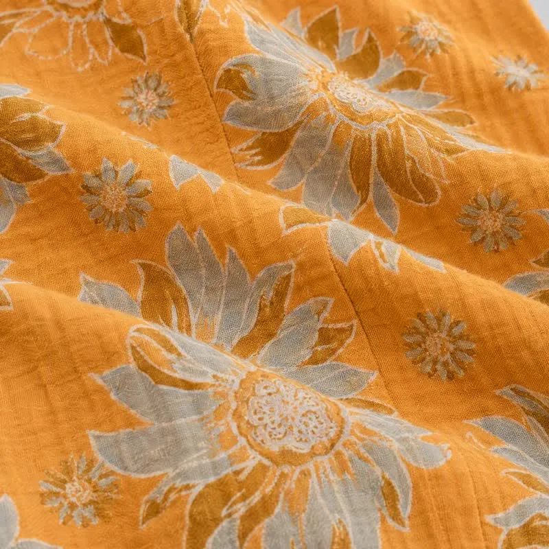 Vintage-Sonnenblumen-Baumwoll-Loungewear-Hose