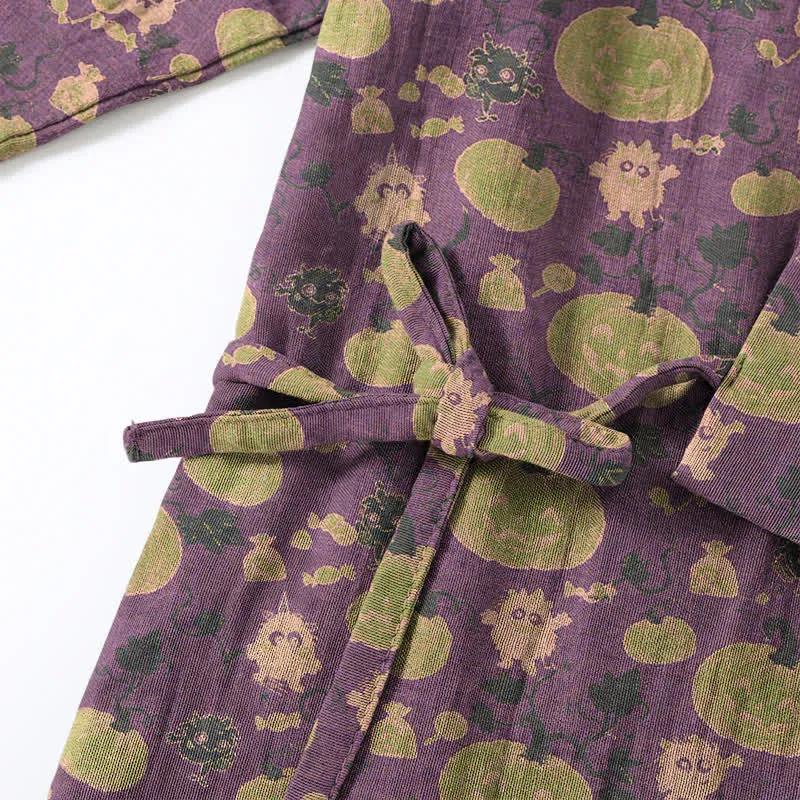 Retro Halloween Kürbis Kimono Pyjama Set