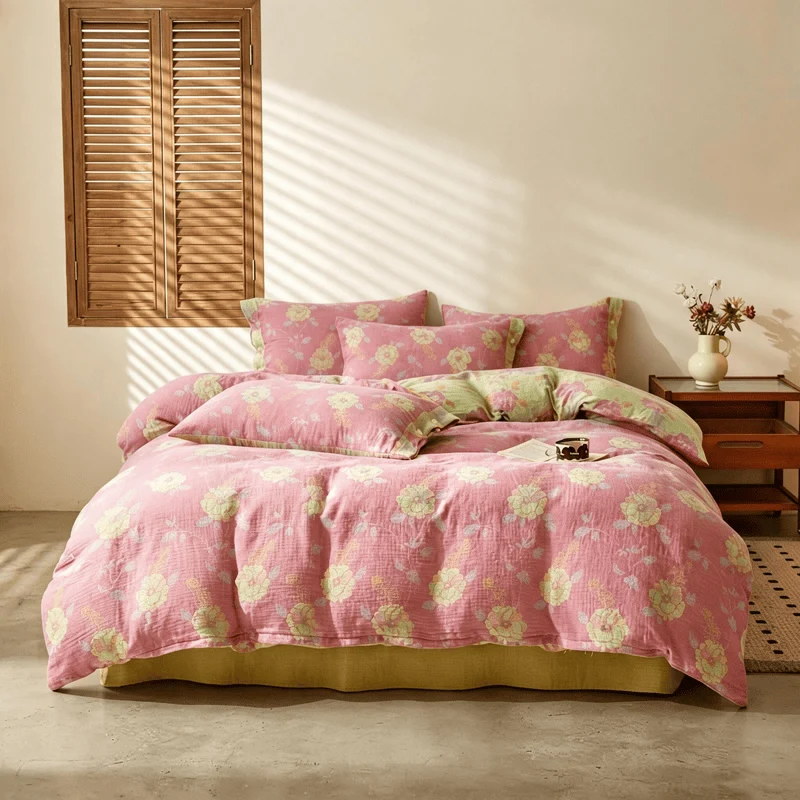 Bettwäsche-Set aus Baumwolle mit Vintage-Blumenmuster