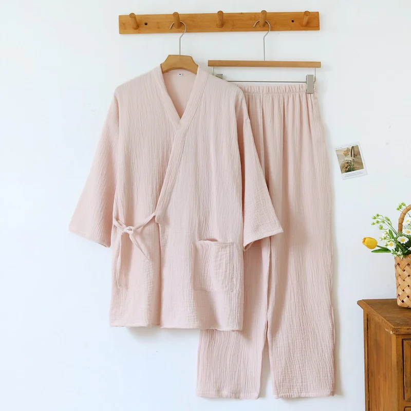 Unisex Minimalistischer Kimono aus Baumwollgaze Loungewear