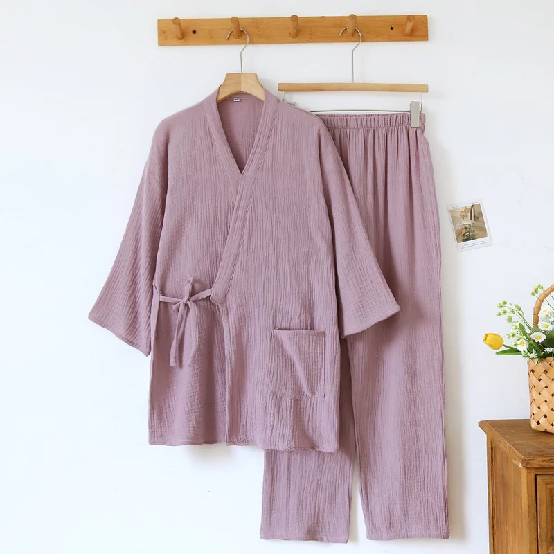 Unisex Minimalistischer Kimono aus Baumwollgaze Loungewear